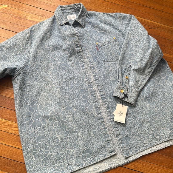 Takashi Murakami “Flowers and Skulls Jacquard Denim Haori” - Large - Picture 1 of 5